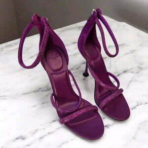 New MARC FISHER LTD Carita Ankle Strap Heeled Sandal Heel Shoe Purple Size 9.5M
